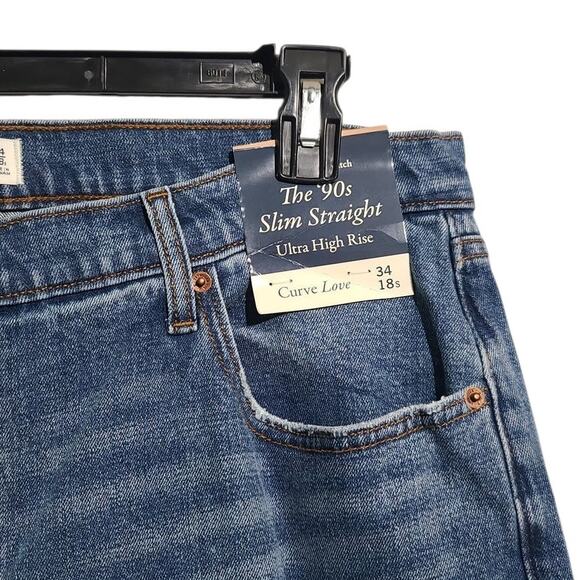 A & F The 90s Slim Straight Ultra High Rise Curve Love Jeans Size 34S NWT - Picture 3 of 6